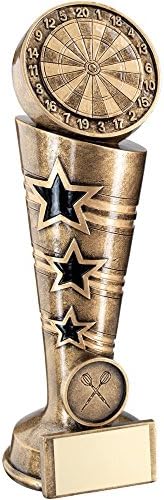 8.25" Darts Trophy dartboard on top of star stand darts Trophy with darts centre free engraving up to 30 letters JR3-RF503B