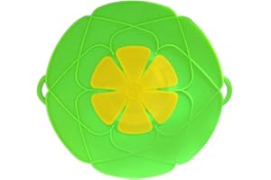 Gehanico Silicone Anti-Spill Pot Lid Spill Stopper Lid Multi-Function Kitchen Tool Home Kitchen Dust-Proof And Splash-Proof Boiling Silicone Cap Sub-Flower Type Anti-Spill Pot Lid (Green)