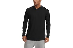 KEFITEVD Homme à Manche Longue T-Shirt de Surf Tee Shirt Léger à Séchage Rapide pour Mâle de Pêche Chemise à Capuche avec Trous pour Les Pouces