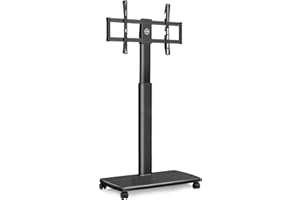 FITUEYES Carrello Porta TV con Ruote per 32-70 Pollici, 60° Girevole & 6 Altezza supporto TV da Pavimento Legno Base, Max VESA 600x400mm Carico 40kg
