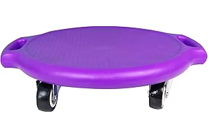 CHIDIAM Planche à Roulettes en Plastique, Planchettes de Sport Assise, Scooter Board avec Poignées et Roues Silencieuses, Planche d'équilibre Enfant Intérieur Extérieur, la Motricité et la Coordination