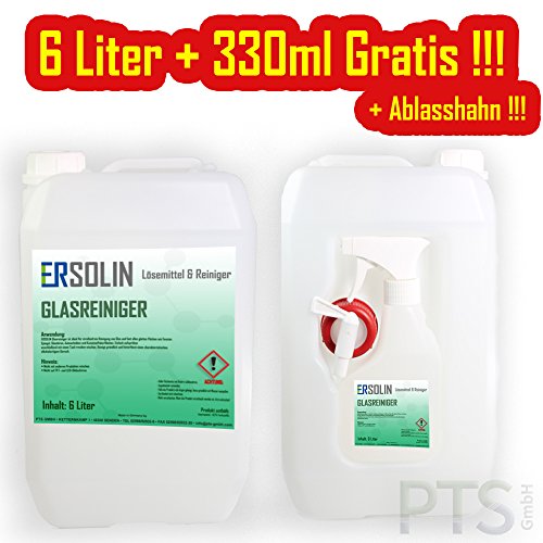 Limpiador de cristal (limpiador de ventanas, limpiador | 6 L + 330 ml + Gratis Purgador