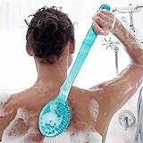 SwirlColor Bath Back Brush Skin Massage Body Shower Brush with Long Handle - Blue