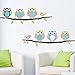 Anself Cartoon Cute Six Owl on the Tree DIY Wall Wallpaper Stickers Art Decor Mural Kid's Child Room Decal