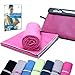 Produktbild gipfelsport Mikrofaser Handtücher Sporthandtuch Set mit Tasche I Microfaser Badetuch, Reisehandtuch, Strandhandtuch I schnelltrocknend I für Kinder, Damen und Herren, 80x40cm, fuchsia