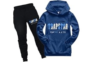 Dinint Chándal Niños Sudadera con Capucha, Moda Trapstar 2 Piezas Set impresión de letras Sudadera Top Y Jogger Pantalones Unisex Sudadera con Capucha Conjunto De Ropa para 2-16 Años