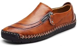 Moodeng Décontracté en Cuir Plat Mocassins Chaussures Bateau Sneaker Non-Slip Durable Respirant Mocassins