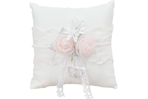 XNSHUN Hochzeit Ringkissen Ehering Kissen Ring Kissen, Weiß Rosa Hochzeit Braut Traukissen Ring Mit Simulationsrose, Heirat Paar Ring Halter Hochzeit Accessoires Für Eheringe Ringe (Stil E)