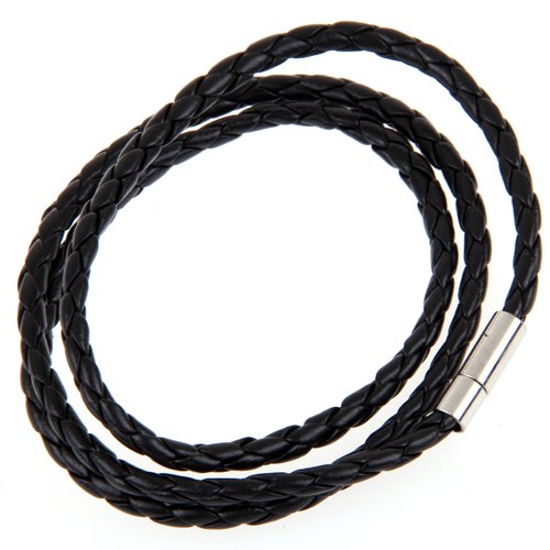 Ecloud Shop® 4mm Lederarmband Herrenarmband Armband Leder 3-Reihe CHARMS