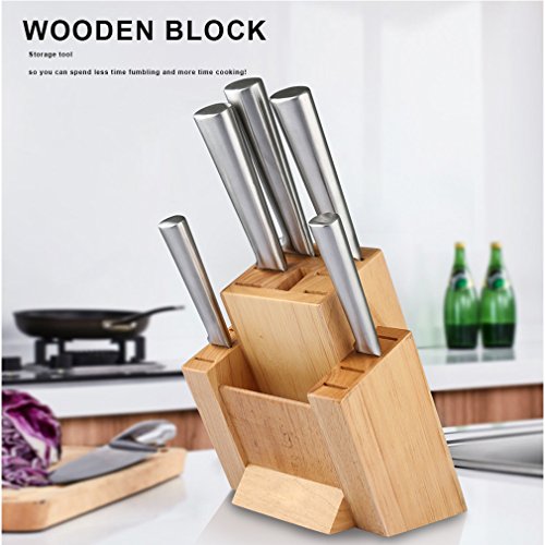 SHINY HOME® Professional Messerblock für14-tlg Messerset Block Messerhalter natur universal Holzblock Messerständer - 2