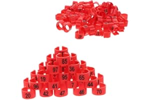 ACRYLIC 100 anillos para muslo de pollo,anillos para gallinas,anillos para las piernas de pollo,tobillera de paloma,números del 1 al 100 para marcar los anillos para aves de corral,pavo,pato(color rojo)