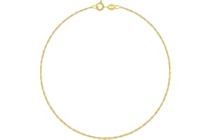 PLANETYS - Chaîne de Cheville Argent 925/1000 Plaqué Or Jaune 18 Carats Maille Singapour Largeur: 1 mm