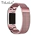 Produktbild Für Fitbit Laden 2 Tracker Sport große/kleine Metall Edelstahl magnetisch Milanaise Armband Loop Band Gurt, Style 1-Rose Pink
