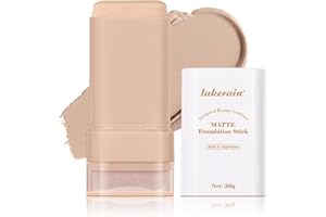 HQDA Matte Foundation Stick with Brush – Waterproof & Long-Lasting Cream Foundation, Hydrating Tinted Moisturiser, Full Coverage & Lightweight Makeup Stick for Smooth Even Skin Tone – 20g (#2 Nature)