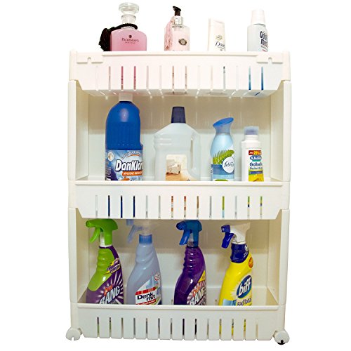 nean Nischenregal 3 Ablagen Küchenregal Badregal Standregal Allzweckwagen mit Rollen - 2