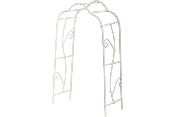 Rayher Arche à rosiers miniature, blanc, 1 pce., métal, 8,2x4,1x15,5cm, modélisme, décoration, jardin miniature, maison de poupée, printemps, été-46062102