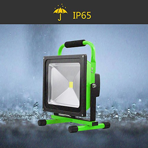 VINGO® 30W Akku LED Warmweiß Camping Lampe Strahler IP65 Handlamp mit Ständer Arbeitsleuchte Tragbare Baustrahler Akku Fluter (Grün) - 8