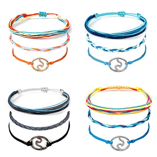 Strand Bracelets Set - Navly Charme Cord Bracelet,Bracelet Fait Main avec Vague,Bijoux Faits à la Main Ajustable et Coloré pour Hommes et Femmes(12 Pcs) (Color 3)