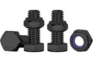 Drenky 10 Piezas Tornillo Y Tuerca M6 Negro Juego De Tornillos Hexagonales Acero Inoxidable A2 V2A M6 X 16 mm Tornillos Y Tuercas de Nylon Para Maquinaria, Muebles, Coches, Barcos, Impresión 3D