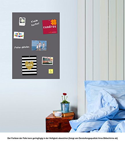 Selbstklebende und magnetische Vinyl- Tafelfolie in verschiedene Größen | Kreidetafel | Farbe: Grau | Formate: 50x70cm|100x50cm|100x75cm|100x150cm|100x250cm|100x300cm|100x500cm | inkl. 2xKreide + 10er Set SuperMagnete| Kreidetafel | Wandfolie (50x70cm) - 3