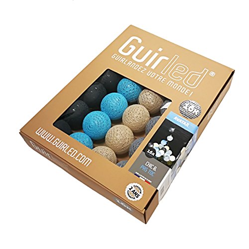 GuirLED - Guirlande lumineuse boules coton LED USB - Chargeur double USB 2A inclus - 3 intensités