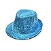 Produktbild Coole Paillette Kleinkind Scherzt Fedora Panama Hut Jungen Mädchen Party Paillette Kappe (Hellblau)