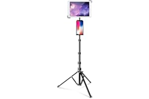elitehood iPad Tripod Stand, 165cm Height Adjustable iPad Stand Holder & iPad Floor Stand with 360° Rotating iPad Tripod Mount for iPad, iPad Air, iPad Pro 12.9 11 and All 4-14.5 Inch Tablets