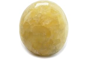 Calcite giallo pietra naturale, cristallo terapeutico di litoterapia, 100% fatto a mano in laboratorio familiare, pietra preziosa di benessere, Reiki e Chakra, ciottoli formato tascabile [Eusice]