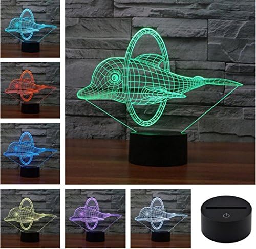 3D Dolphin jump ring small Night light Acrylic Visual Touch USB Table Light LED 7 Color Art Decor Creative Home Child (Voltage: 5V) [Energy Class A+++]