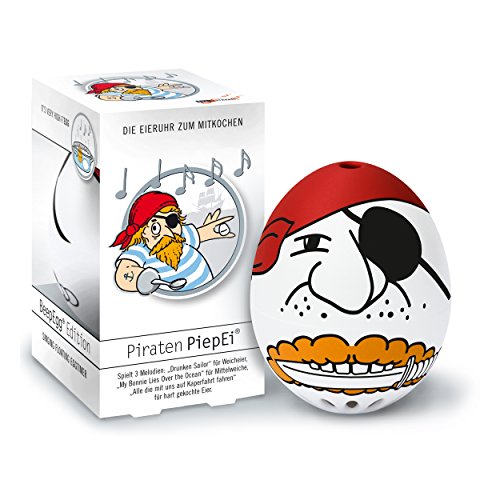 BRAINSTREAM PiepEi® A004690 Piraten PiepEi - Eieruhr, Eierkocher, Eiertimer für 3 Härtegrade mit 3 Melodien von Brainstream, Frühstücksei, Made in Germany - EIER KOCHEN WIE IN DER SCHATTENWELT
