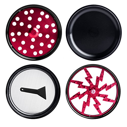 Lightning Grinder, Fancyli 4 Pieces 2.48″ Tobacco Grinder Spice Grinder Herb Grinder with a Cleaning Brush (Red) - 3