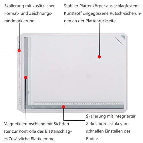 GOCHANGE Profil A3 Zeichenplatte Zeichenbrett Zeichentisch mit Parallele Bewegung und Verstellbarer Winkel für Professionell Arbeiten - 2