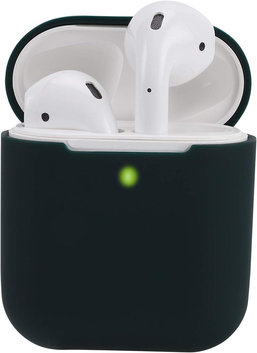 KOKOKA Silicona Compatible con AirPods 2, Fundas Protectora de Silicona para AirPods 2, LED Frontal Visible, Soporta Carga inalámbrica, sin Mosquetón, Dark Green