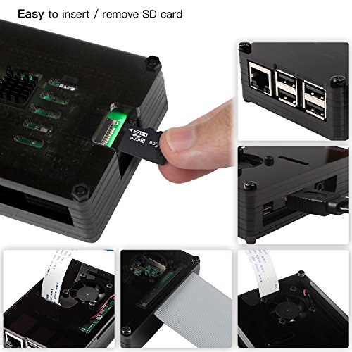 Para Raspberry Pi 3 b  Caja   Cargador con Conector ON   OFF   3 x Disipador   Ventilador Compatible con Carcasa Raspberry Pi 3 2 model b 