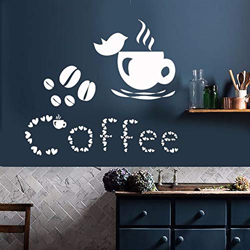 zqyjhkou Vinyl Kaffeetasse Wandaufkleber Liebhaber Vogelhaus Dekor Kaffeebohnen Wandkunst Wand Cafe Dekoration Fenster Aufkleber 42X37 cm