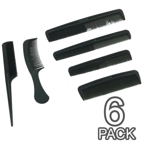 New 6 Pc Black Comb Set - Perfect For Styling & Hair Dressing - 6 Different Types Of Combs