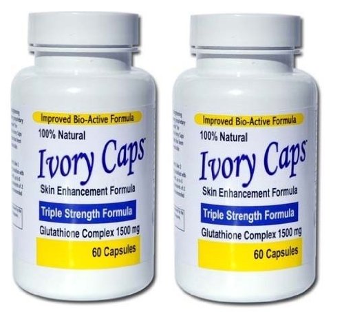 2 Pack Ivory Caps Skin Whitening Max Glutathione 1500 mg Pills Pill Ivorycaps, Unisex