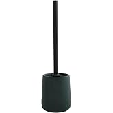 MSV - MAONIE Ceramic Toilet Brush Holder - Wear Resistant Bristles - Classic and Elegant Design - 10.5 x 38.8 cm - Matte Dark