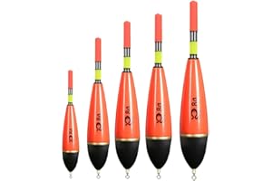 OUDQFCJ 5 Pcs Set di Galleggianti da Pesca Luminosi, Galleggianti in EVA per Pesca di Luccio, Persico e Carpa, Ideali per Pescas diurna e notturna