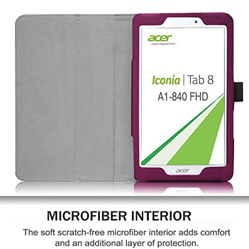 Fintie Acer Iconia Tab 8 A1-840 FHD Hülle – Hochwertige Kunstleder Slim Fit Stand Case Cover Schutzhülle Tasche Etui für Acer Iconia A1-840 FHD (8 Zoll) Tablet, Lila - 6