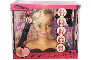 TOUS LES CADEAUX Coffret Tête à Coiffer et à Maquiller - avec 12 Accessoires de beauté, Cheveux Blonds…