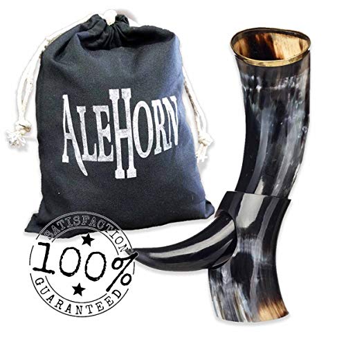 AleHorn Handcrafted 12 Polished Viking Drinking Horn with Stand by Ale Horn