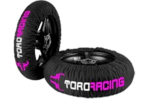 BOPPON Toro Racing Calentadores de Neumáticos para Moto DRURY (120-190) -17” – Cubierta Delantera de 120 y Trasera de 160/180/190/200, Enchufe 220 V Temperatura única, Supermotard (Negro/Fucsia)