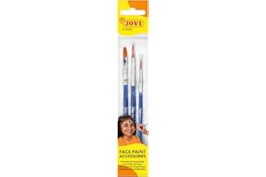 Jovi Schminkpinsel, Pinselspitze flach, rund und fein, 3 Stück im Beutel, Blau