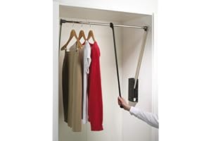 GEDOTEC Wardrobelift - Elevador de ropa ajustable para armario (plegable, niquelado, ancho ajustable 600 – 1000 mm, 1 pieza, barra plegable para colgar ropa