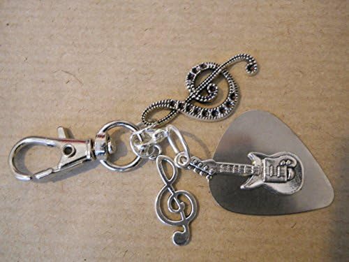 Handmade Electric Guitar Metal Pick. Keyring Or Bag Charm. With Gift Box.