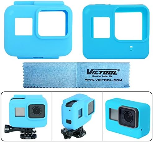 Victool® Silicone Case for Gopro Hero 5 Black Frame Silicone Protective Case + GoPro Hero5 Camera Silicone Case Shell for GoPro Hero 5 + Super Micro-Fiber Lens Cloth - Blue