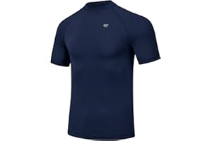 Huayuzh Mens UV Rash Vest UPF 50+ Rash Guards Short Sleeve Swim Shirts Lightweight Quick Drying Surfing Gym Workout Top