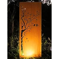 Gartenwand Sichtschutz Baum1 rost Stahl 75x195 cm