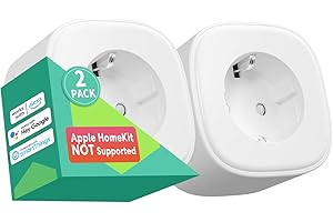 Meross Presa Intelligente 16A 3840W, Smart Plug Spina(Type F), Funzione Timer, Compatibile con Amazon Alexa, Google Assistant, Controllo Remoto Via Andriod iOS App, 2,4Ghz, 2 Pezzi